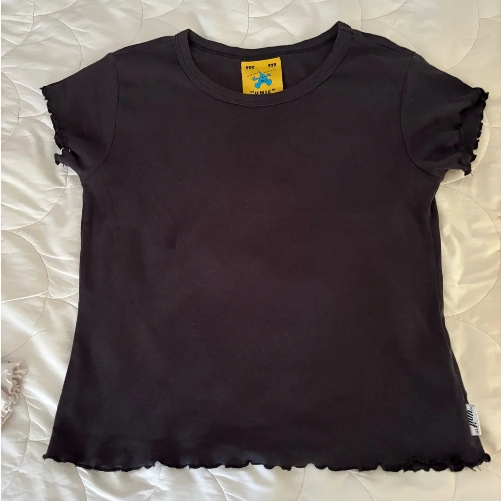 UNIF Black Frayed Edge Tee - Picture 3 of 5